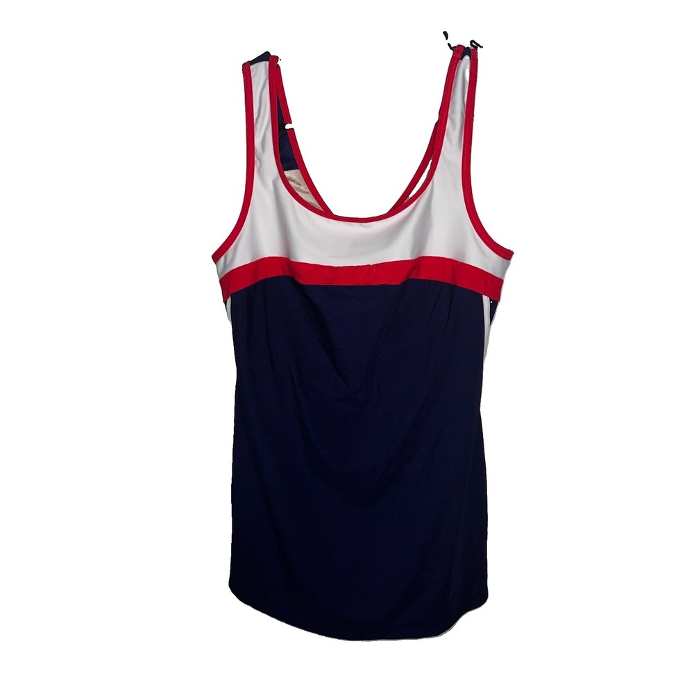 Vintage Delta Burke Swim Tankini 18W Red White Blue Patriotic Beach Y2K Resort